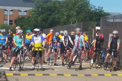 Photo of riders waiting to start an audax