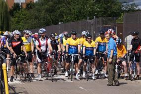 Riders at the start of an Audax ride