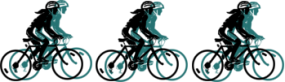 Cyclists riding in pairs