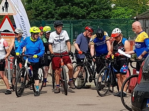 Riders at the start of a Wheelers' Audax